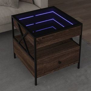 vidaXL Măsuță de cafea cu LED infinity, stejar maro, 50x50x51 cm imagine