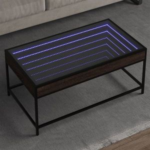 vidaXL Măsuță de cafea cu LED infinity, stejar maro, 90x50x41cm imagine