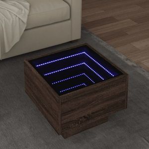 vidaXL Masă laterală cu LED, stejar maro, 40x40x30 cm, lemn prelucrat imagine