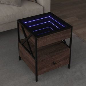 vidaXL Măsuță de cafea cu LED infinity, stejar maro, 40x40x51 cm imagine