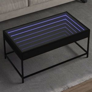 vidaXL Măsuță de cafea cu LED infinity, negru, 90x50x41 cm imagine