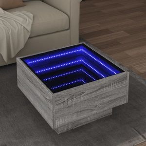 vidaXL Măsuță de cafea cu LED sonoma gri 50x50x30cm lemn prelucrat imagine