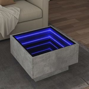 vidaXL Măsuță de cafea cu LED, gri beton, 50x50x30 cm, lemn prelucrat imagine