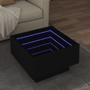 vidaXL Măsuță de cafea cu LED, negru, 50x50x30 cm, lemn prelucrat imagine