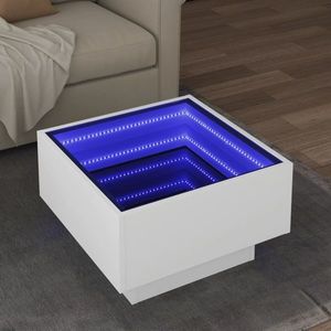 vidaXL Măsuță de cafea cu LED, alb, 50x50x30 cm, lemn prelucrat imagine