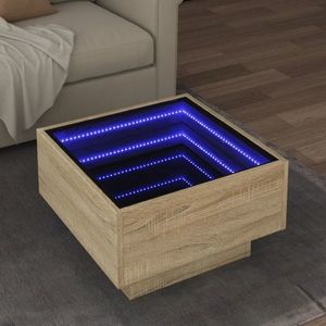 vidaXL Măsuță de cafea cu LED stejar sonoma 50x50x30 cm lemn prelucrat imagine