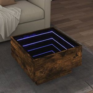 vidaXL Măsuță de cafea cu LED stejar fumuriu 50x50x30cm lemn prelucrat imagine