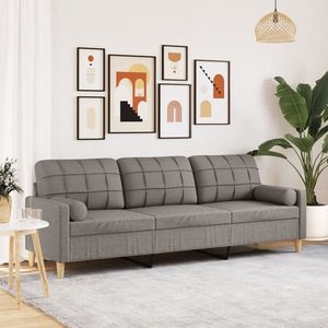 vidaXL Canapea cu 3 locuri cu pernuțe, gri taupe, 210 cm, textil imagine