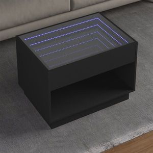 vidaXL Măsuță de cafea cu LED infinity, negru, 70x50x50 cm imagine