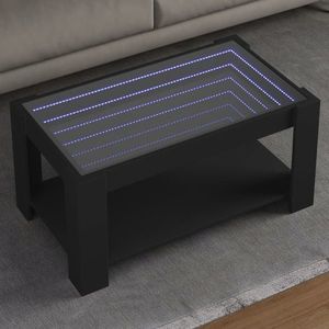 vidaXL Măsuță de cafea cu LED, negru, 93x53x45 cm, lemn prelucrat imagine