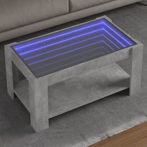 vidaXL Măsuță de cafea cu LED, gri beton, 93x53x45 cm, lemn prelucrat imagine