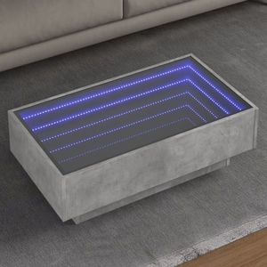 vidaXL Măsuță de cafea cu LED, gri beton, 90x50x30 cm, lemn prelucrat imagine