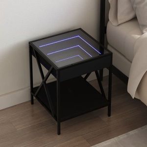 vidaXL Noptieră cu LED infinity, negru, 40x40x49 cm imagine