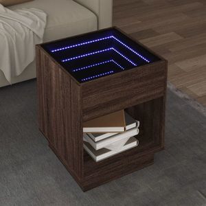 vidaXL Măsuță de cafea cu LED infinity, stejar maro, 40x40x50 cm imagine