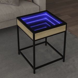 vidaXL Măsuță de cafea cu LED infinity, stejar sonoma, 40x40x51 cm imagine