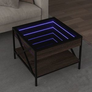 vidaXL Măsuță de cafea cu LED infinity, stejar maro, 50x50x38 cm imagine