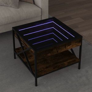 vidaXL Măsuță de cafea cu LED infinity, stejar fumuriu, 50x50x38 cm imagine