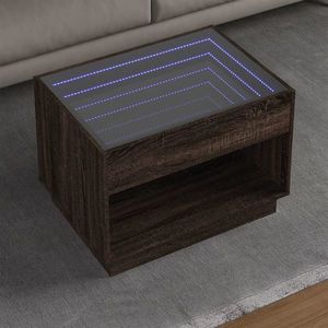 vidaXL Măsuță de cafea cu LED infinity, stejar maro, 70x50x50 cm imagine