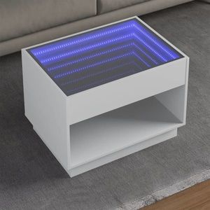 vidaXL Măsuță de cafea cu LED infinity, alb, 70x50x50 cm imagine