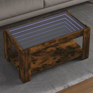 vidaXL Măsuță de cafea cu LED stejar fumuriu 93x53x45cm lemn prelucrat imagine