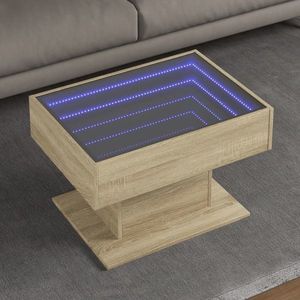 vidaXL Măsuță de cafea cu LED stejar sonoma 70x50x45 cm lemn prelucrat imagine