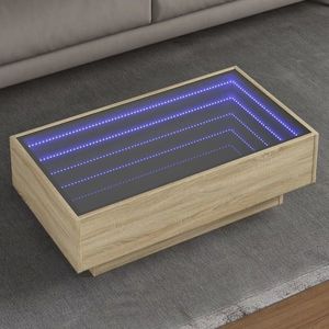 vidaXL Măsuță de cafea cu LED stejar sonoma 90x50x30 cm lemn prelucrat imagine