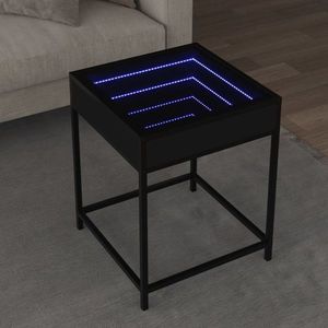 vidaXL Măsuță de cafea cu LED infinity, negru, 40x40x51 cm imagine