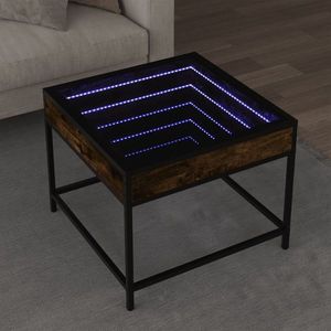 vidaXL Măsuță de cafea cu LED infinity, stejar fumuriu, 50x50x41 cm imagine