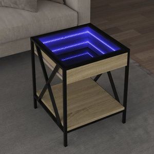 vidaXL Măsuță de cafea cu LED infinity, stejar sonoma, 40x40x49 cm imagine