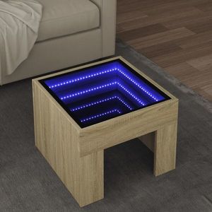 vidaXL Măsuță de cafea cu LED infinity, stejar sonoma, 40x40x30 cm imagine