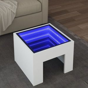 vidaXL Măsuță de cafea cu LED infinity, alb, 40x40x30 cm imagine