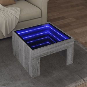 vidaXL Măsuță de cafea cu LED infinity, gri sonoma, 50x50x30 cm imagine