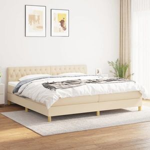 vidaXL Pat box spring cu saltea, crem, 200x200 cm, textil imagine