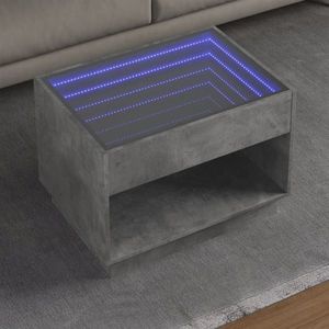 vidaXL Măsuță de cafea cu LED infinity, gri beton, 70x50x50 cm imagine