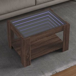 vidaXL Măsuță de cafea cu LED stejar maro 73x53x45 cm lemn prelucrat imagine