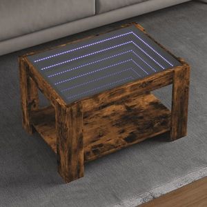 vidaXL Măsuță de cafea cu LED stejar fumuriu 73x53x45cm lemn prelucrat imagine