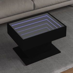 vidaXL Măsuță de cafea cu LED, negru, 70x50x45 cm, lemn prelucrat imagine