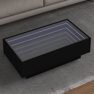 vidaXL Măsuță de cafea cu LED, negru, 90x50x30 cm, lemn prelucrat imagine