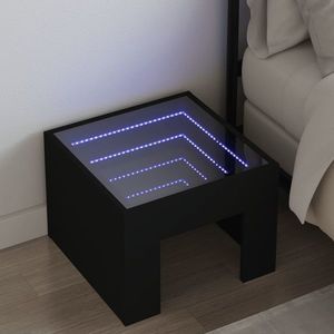 vidaXL Noptieră cu LED infinity, negru, 40x40x30 cm imagine