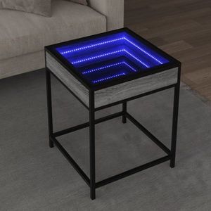 vidaXL Măsuță de cafea cu LED infinity, gri sonoma, 40x40x51 cm imagine