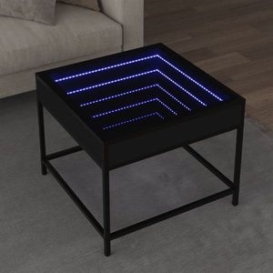 vidaXL Măsuță de cafea cu LED infinity, negru, 50x50x41 cm imagine