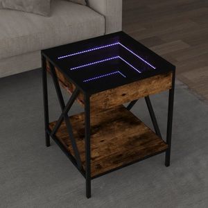 vidaXL Măsuță de cafea cu LED infinity, stejar fumuriu, 40x40x49 cm imagine