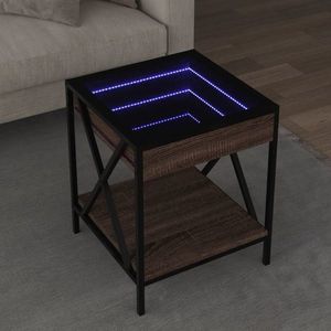 vidaXL Măsuță de cafea cu LED infinity, stejar maro, 40x40x49 cm imagine