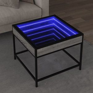 vidaXL Măsuță de cafea cu LED infinity, gri sonoma, 50x50x41 cm imagine