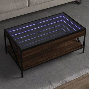 vidaXL Măsuță de cafea cu LED infinity, stejar maro, 90x50x38 cm imagine