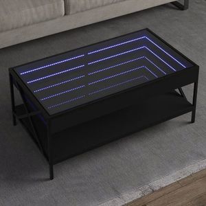 vidaXL Măsuță de cafea cu LED infinity, negru, 90x50x38 cm imagine