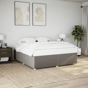 vidaXL Cadru de pat fără saltea, gri taupe, 180x200 cm, textil imagine