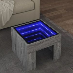 vidaXL Măsuță de cafea cu LED infinity, gri sonoma, 40x40x30 cm imagine