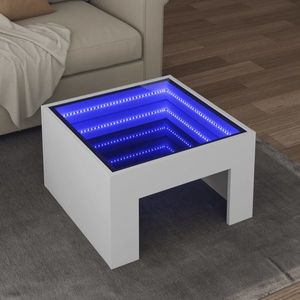 vidaXL Măsuță de cafea cu LED infinity, alb, 50x50x30 cm imagine