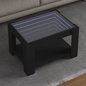 vidaXL Măsuță de cafea cu LED, negru, 73x53x45 cm, lemn prelucrat imagine